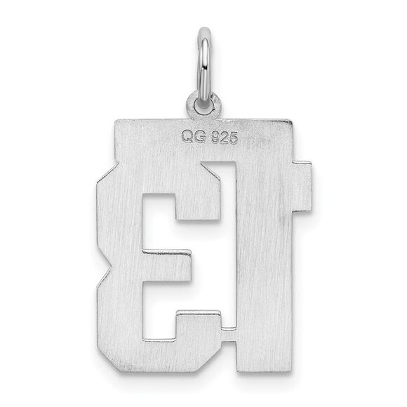Sterling Silver, Jersey Collection, Medium Number 13 Pendant - Picture 3 of 5